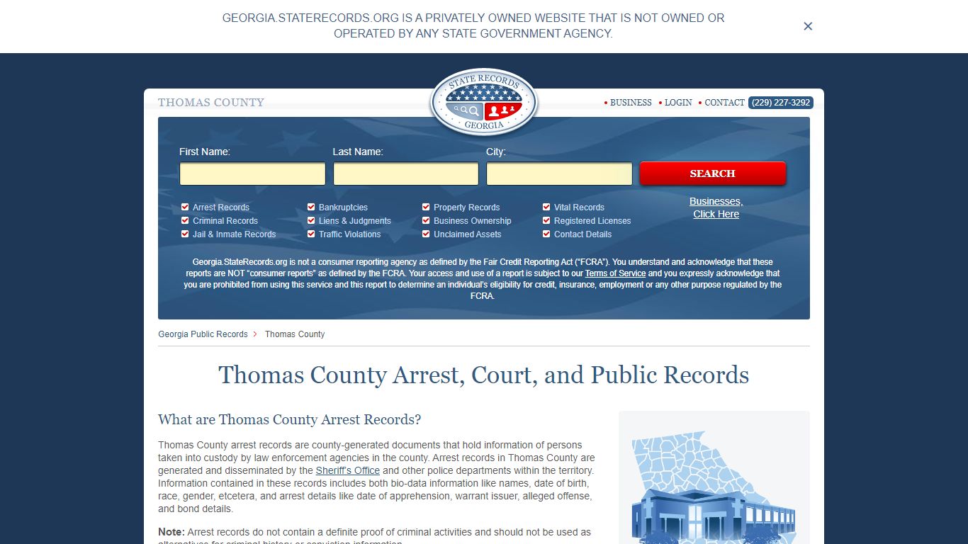 Thomas County Arrest, Court, and Public Records