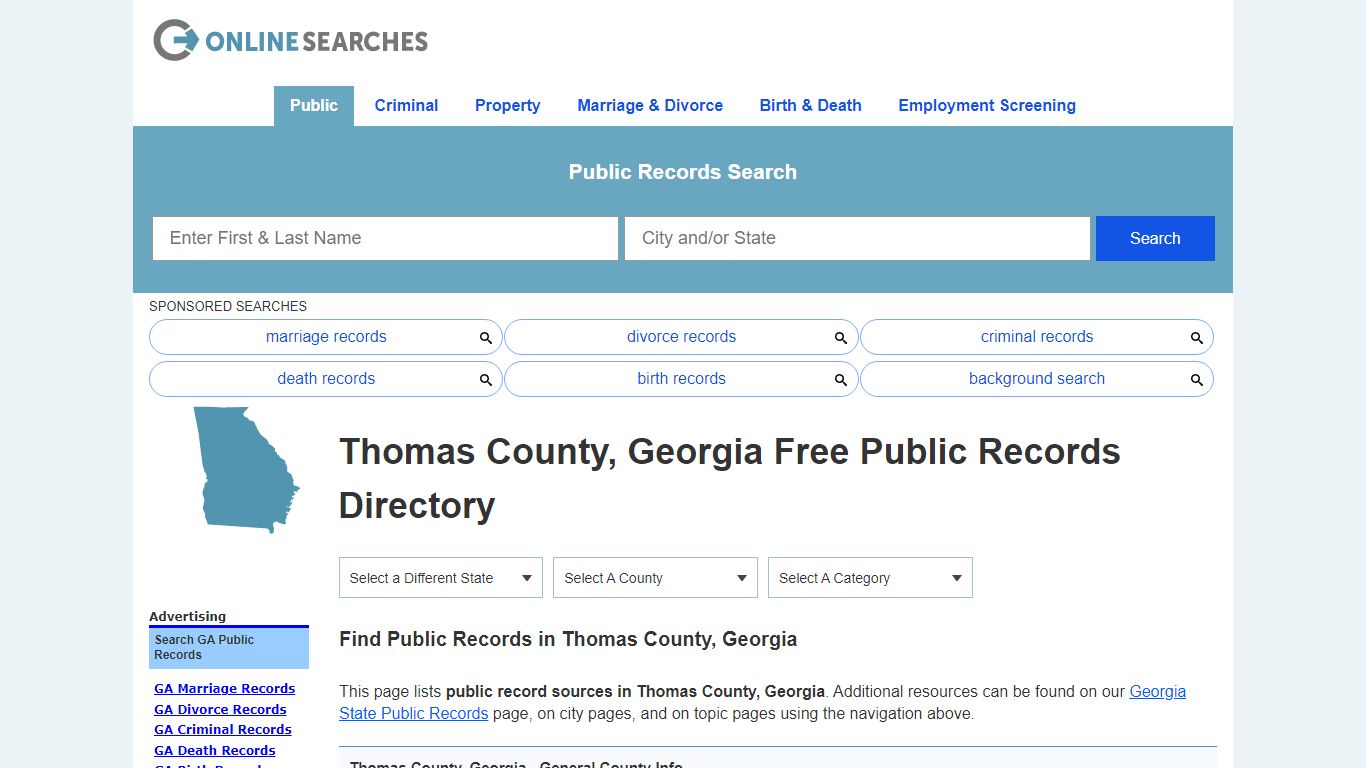 Thomas County, Georgia Public Records Directory